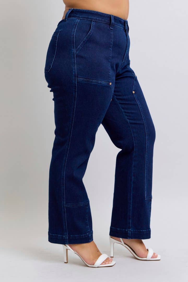 Judy Blue Jeans - High Waisted Work Wear Knee Patch Straight-