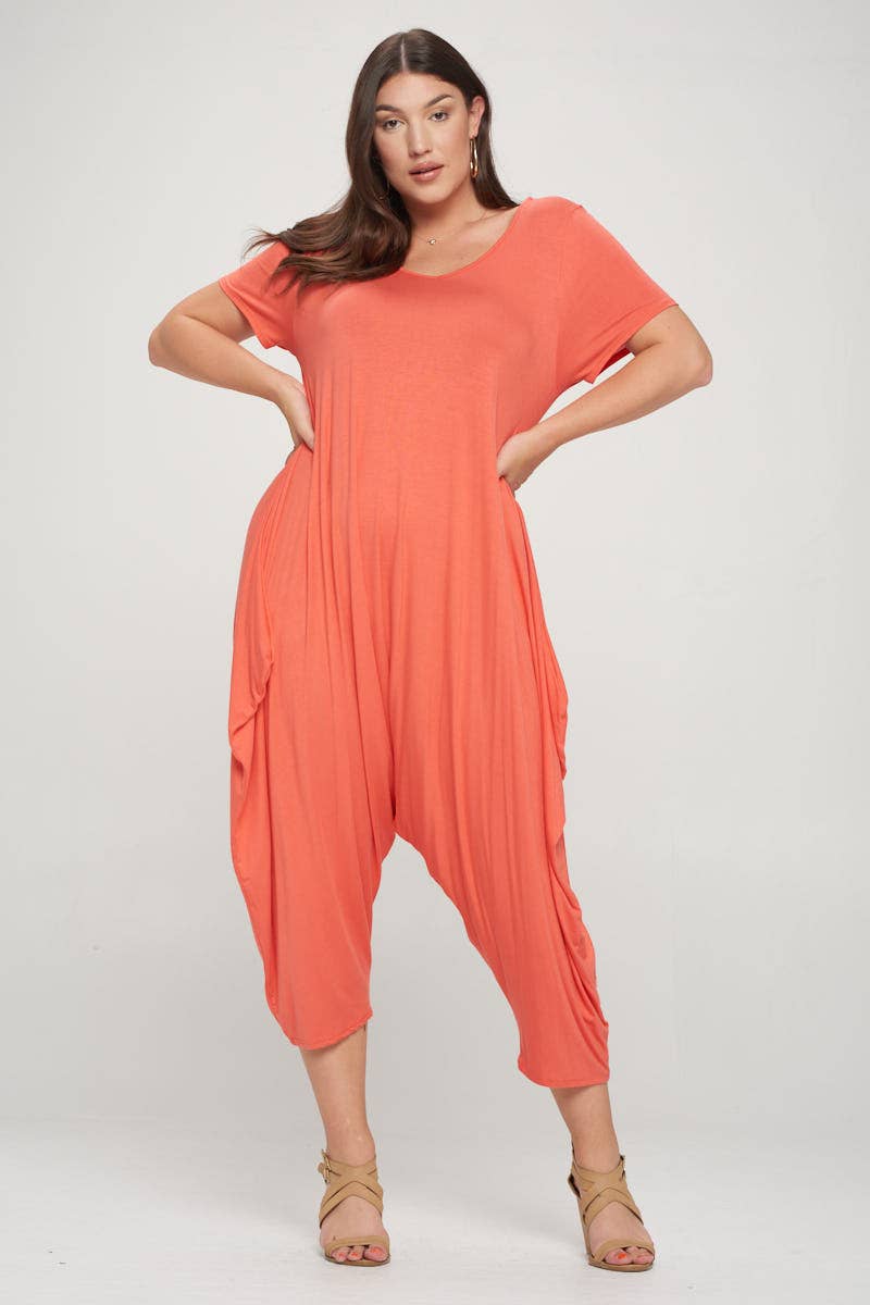 Allium - Short Sleeve Harem Jumpsuit Plus