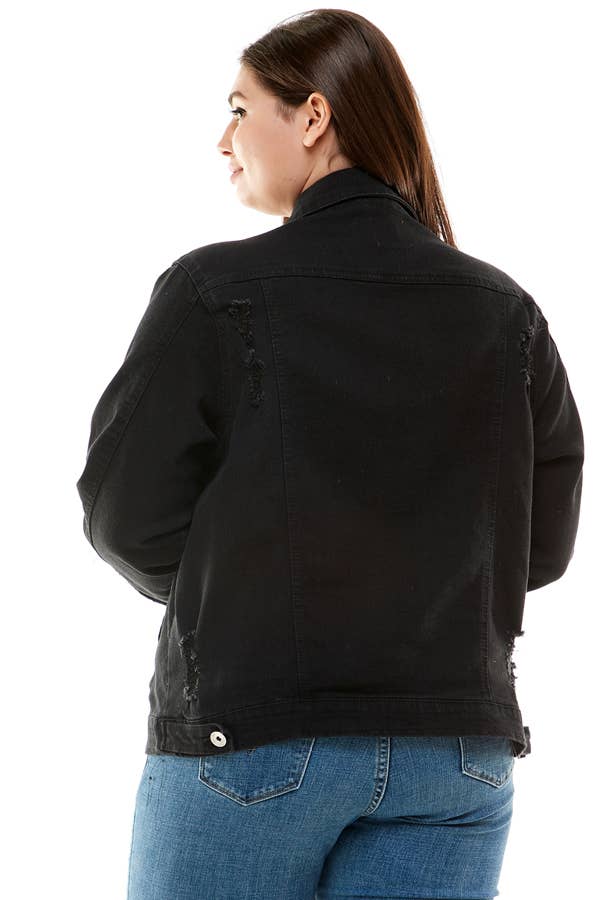 Veracci -Curvy Button-Front Stretch Denim Jacket