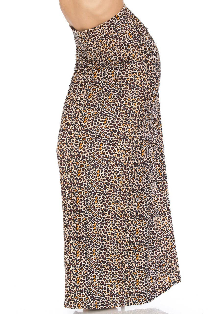 USA Fashion - Curvy One Size Buttery Smooth Leopard Maxi Skirt