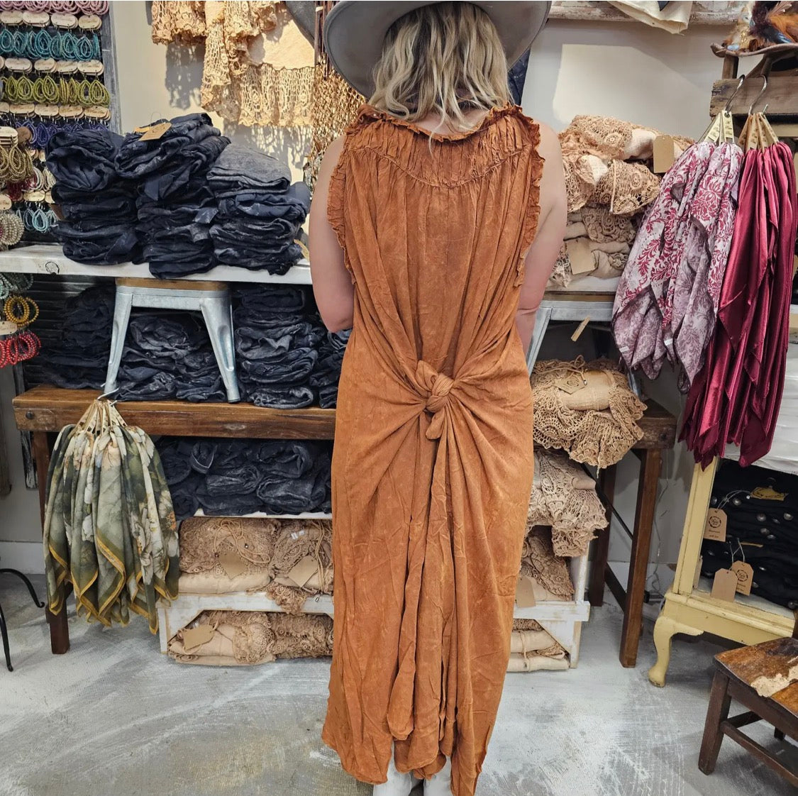 Rust Tuck Strap Dress By A Rare Bird