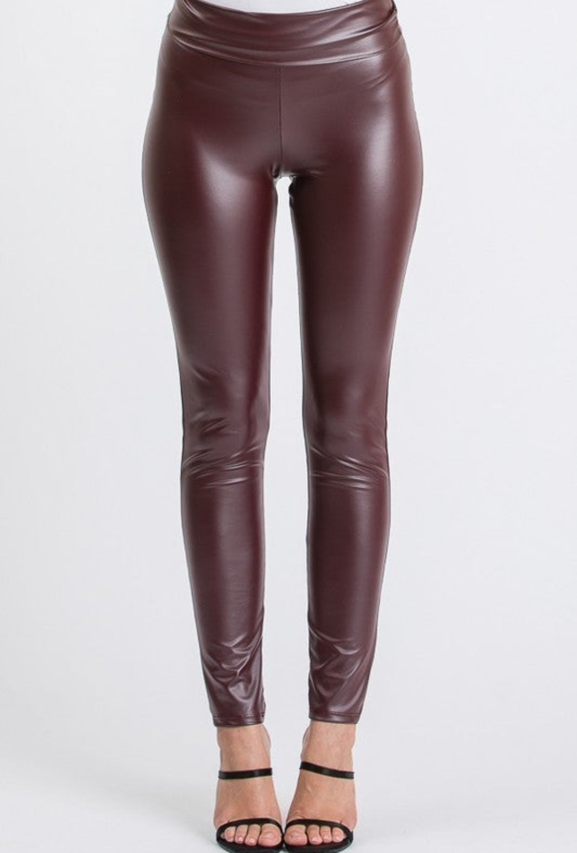 Burgundy Faux Leather Leggings