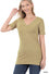 KHAKI COTTON V-NECK SHORT SLEEVE T-SHIRT