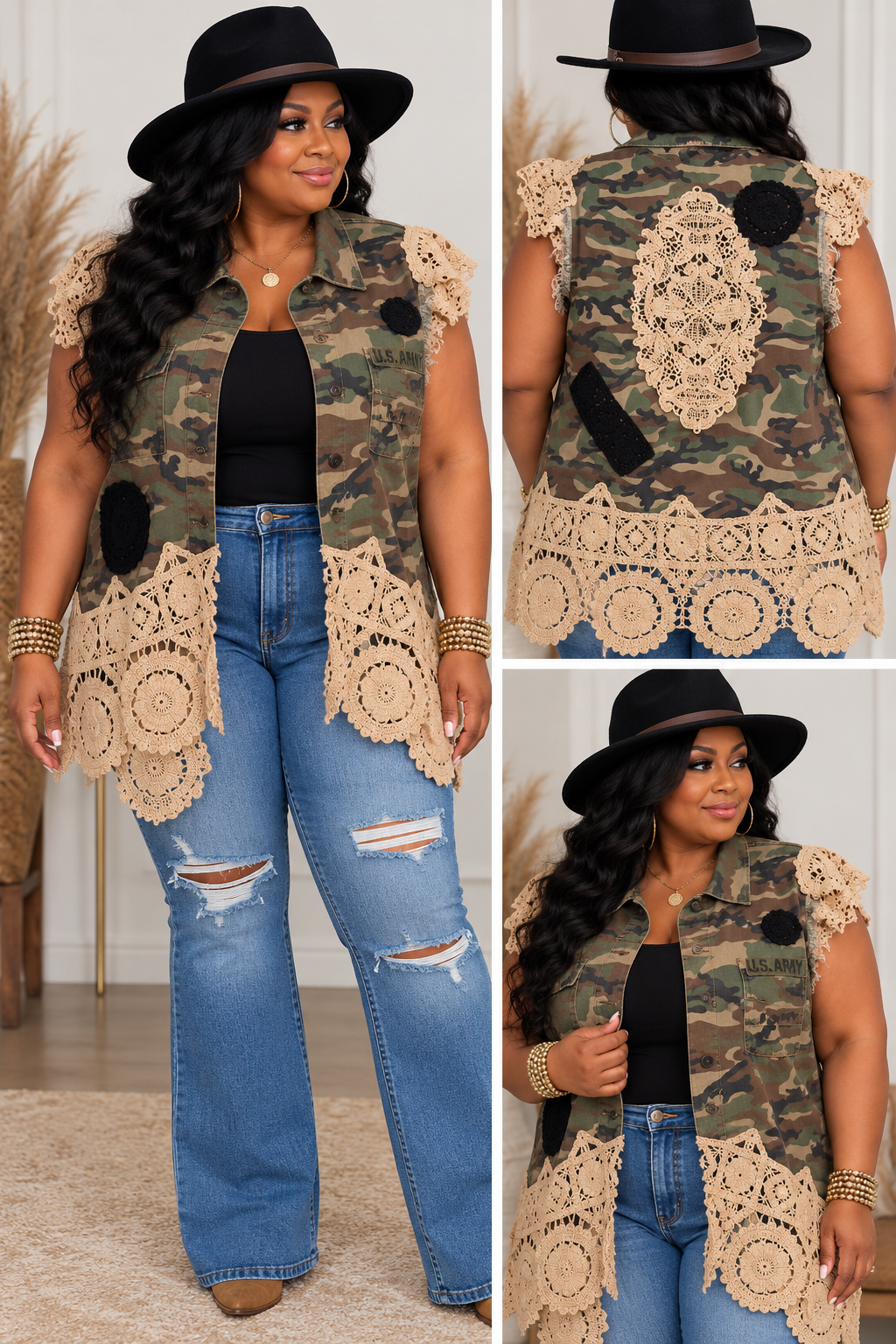 House of Jaded Gypsy Hidden Meadows Vest - Camo
