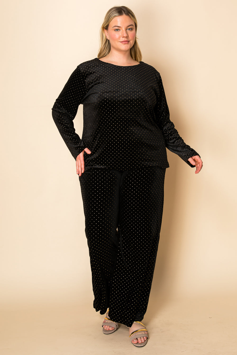 BLACK SPARKLING RHINESTONE VELVET PANTS