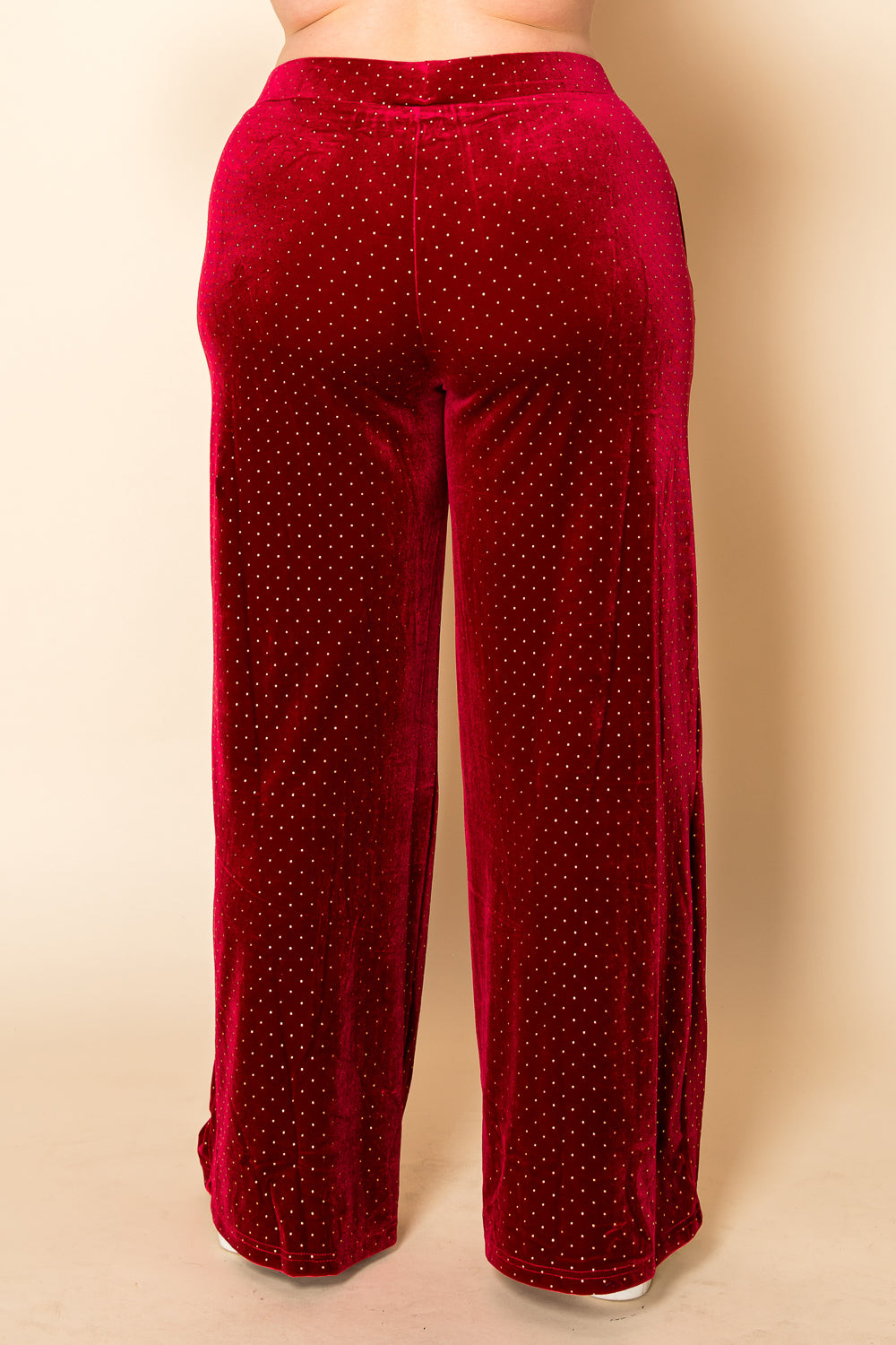 WINE SPARKLING RHINESTONE VELVET PANTS