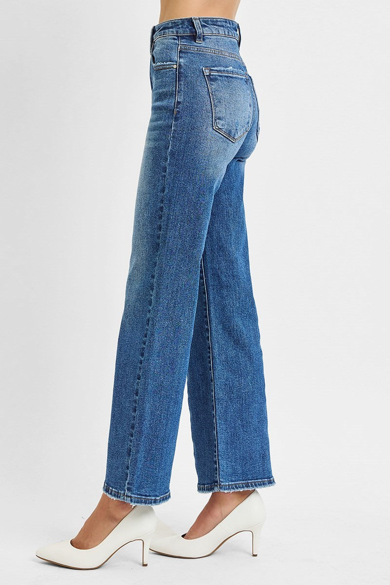 Curvy MEDIUM HIGH-RISE ANKLE STRAIGHT RELAXED JEANS