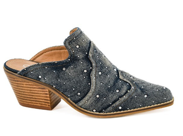 Tex Mex-Blue Washed Denim Mule