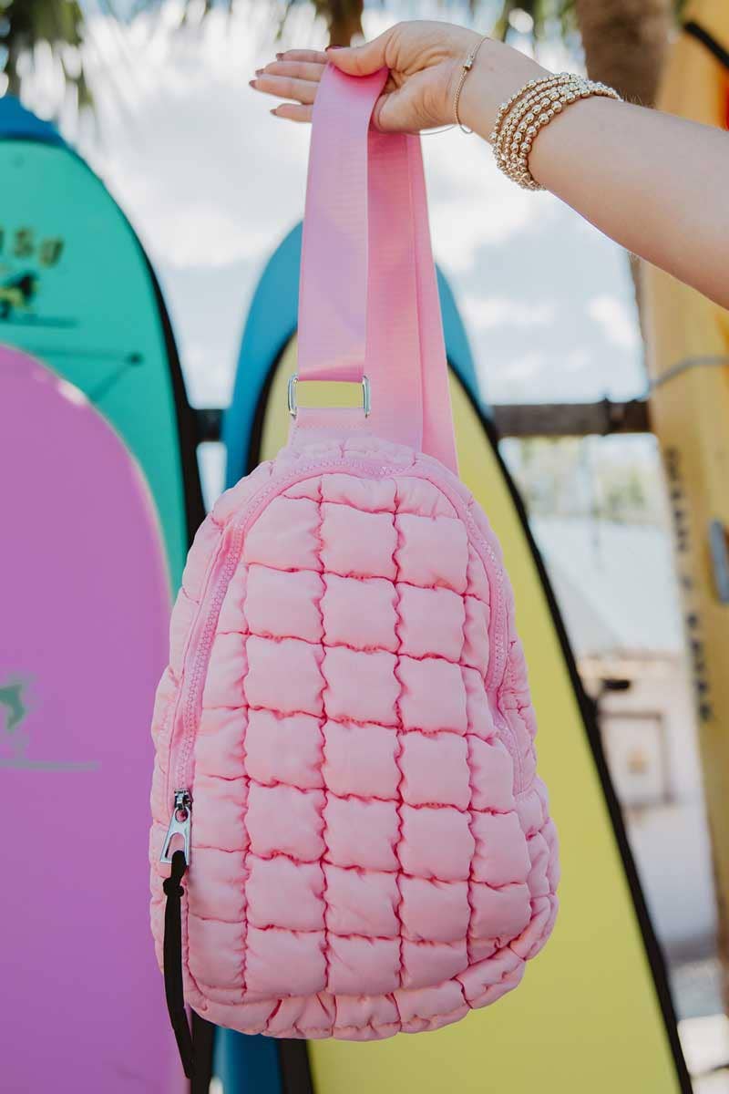 Katydid - Light Pink Quilted Sling Crossbody Bag