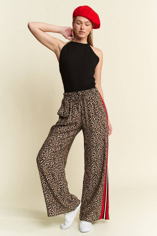 JADE BY JANE - CURVY LEOPARD CONTRAST TROUSER W/ RED PANEL