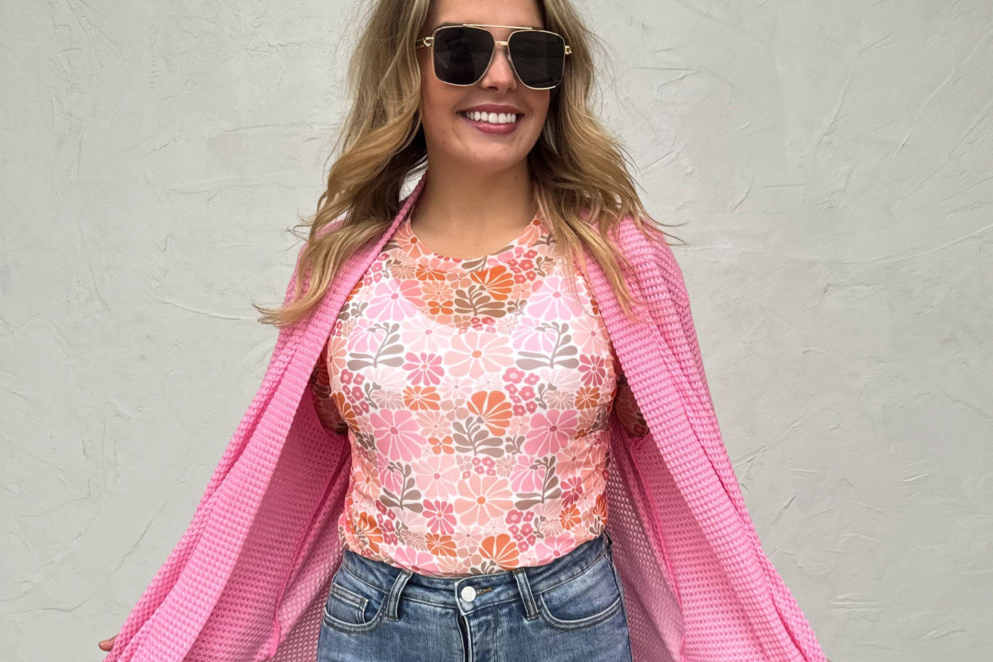 BLAKELEY - PINK VINTAGE FLORAL MESH TOPS