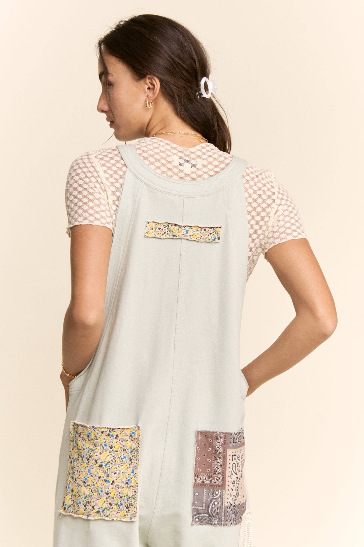 Davi & Dani -COTTON PATCHWORK JUMPSUIT ADJUSTABLE STRAP