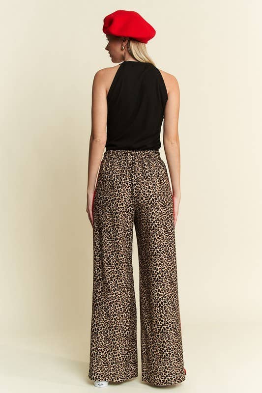 JADE BY JANE - CURVY LEOPARD CONTRAST TROUSER W/ RED PANEL