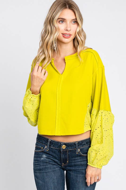 Curvy Washed Lime Batwing Sleeve Oversized Pullover