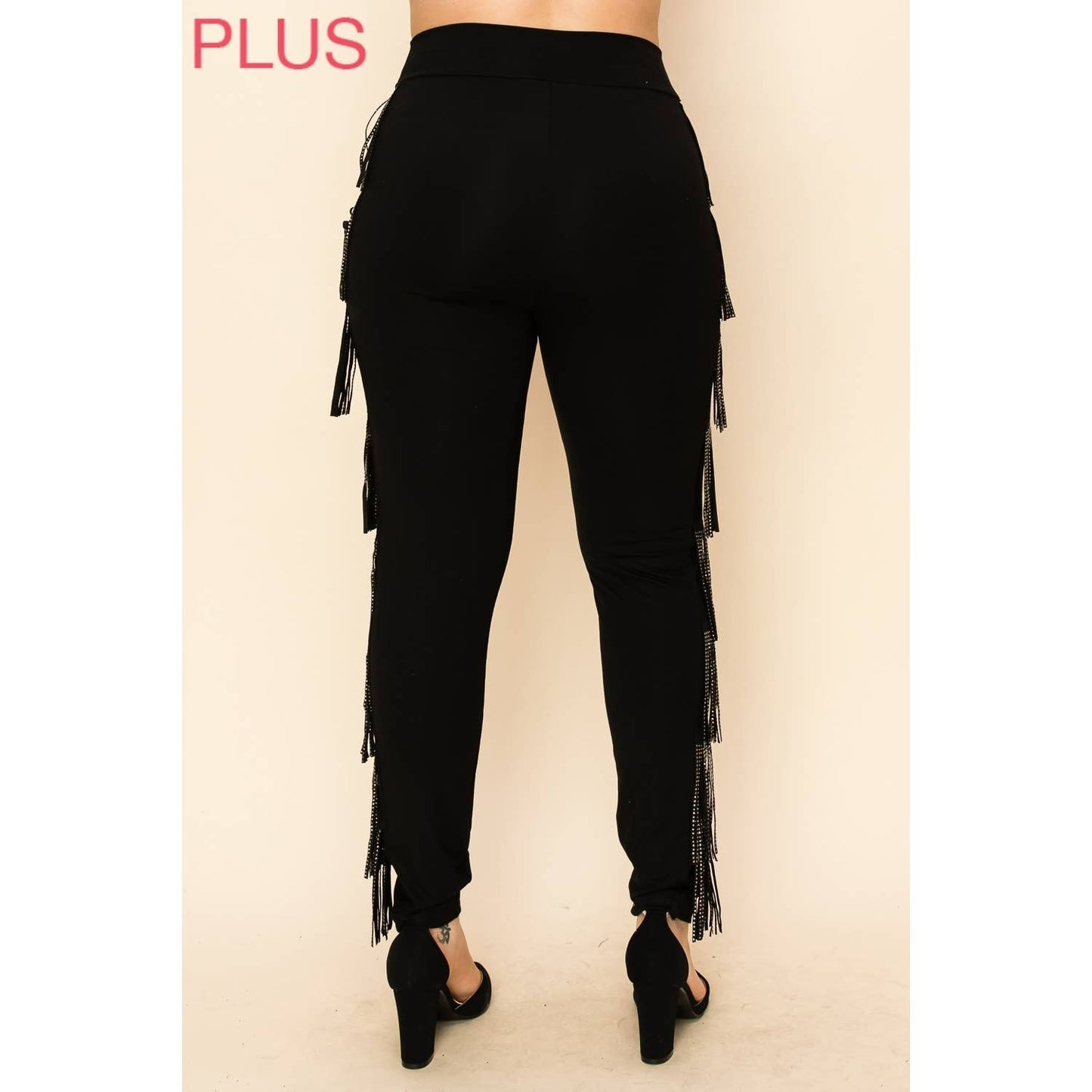 VOCAL - CURVY LEGGINGS WITH STUDDED FRINGES