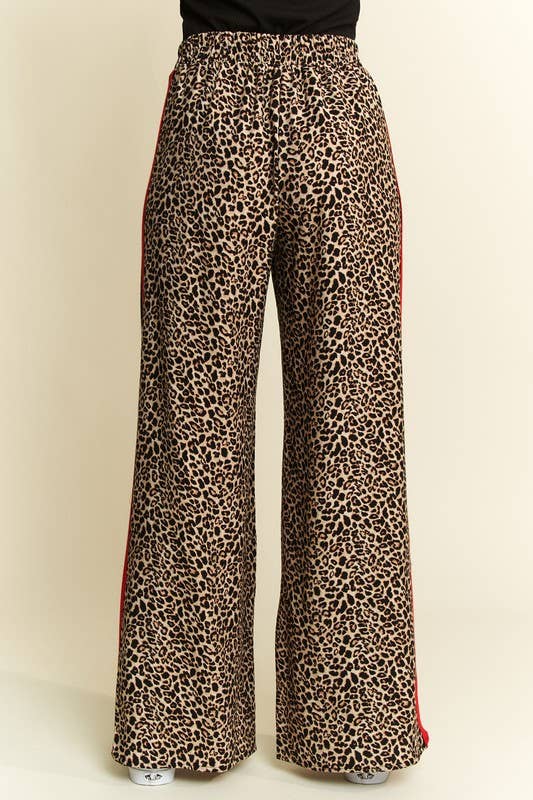 JADE BY JANE - CURVY LEOPARD CONTRAST TROUSER W/ RED PANEL