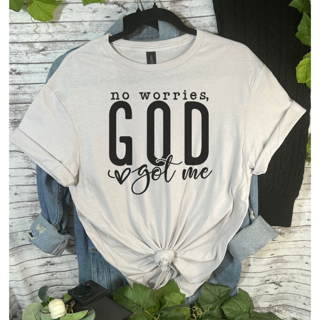Duck Creations-Silver No Worries, God Got Me T-shirt