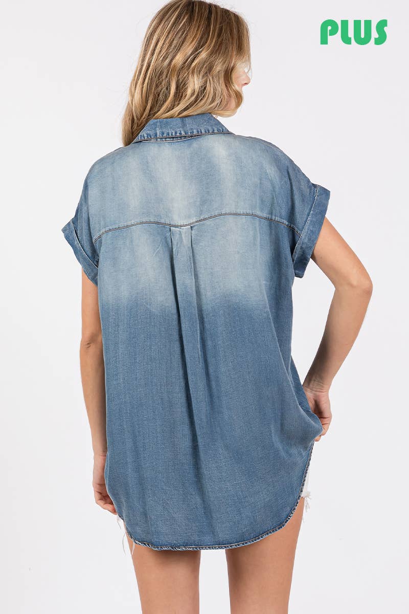 Washed Roll Up Soft Denim Shirt