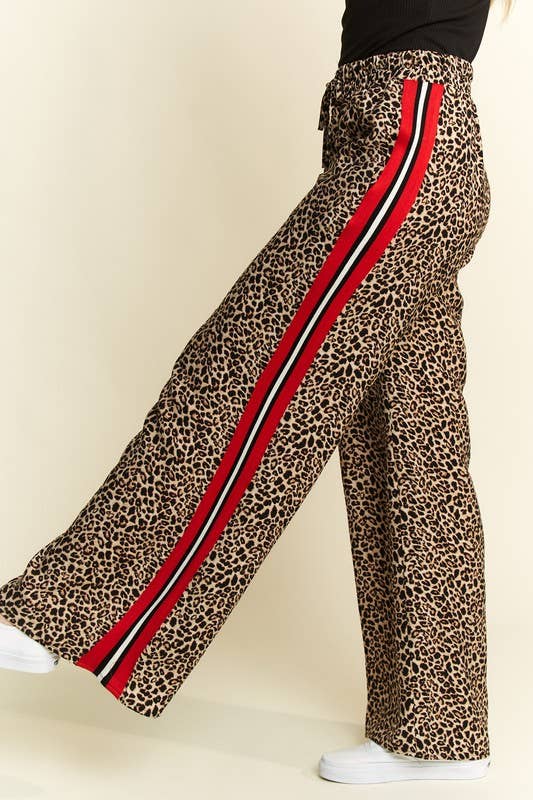 JADE BY JANE - CURVY LEOPARD CONTRAST TROUSER W/ RED PANEL