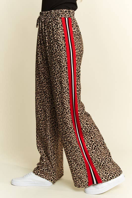 JADE BY JANE - CURVY LEOPARD CONTRAST TROUSER W/ RED PANEL