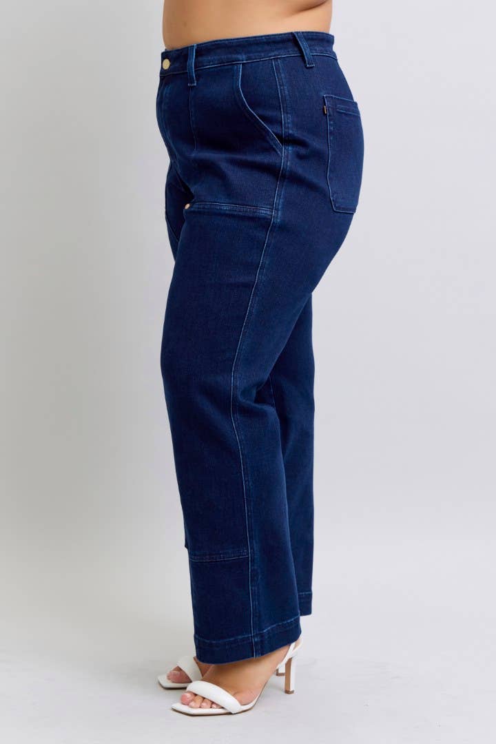 Judy Blue Jeans - High Waisted Work Wear Knee Patch Straight-