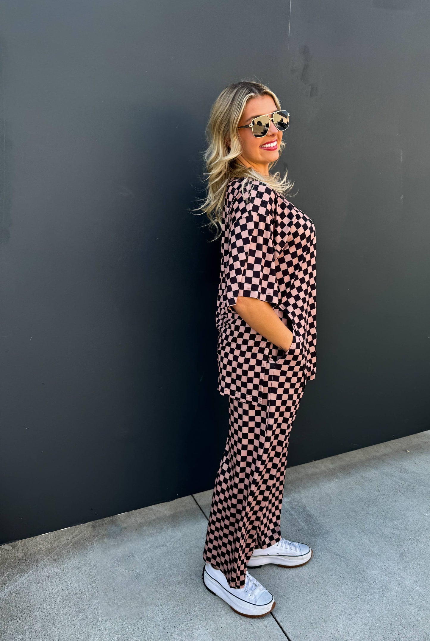 BLAKELEY - BOLD BLOCK CHECKER PANTS- NEUTRALS