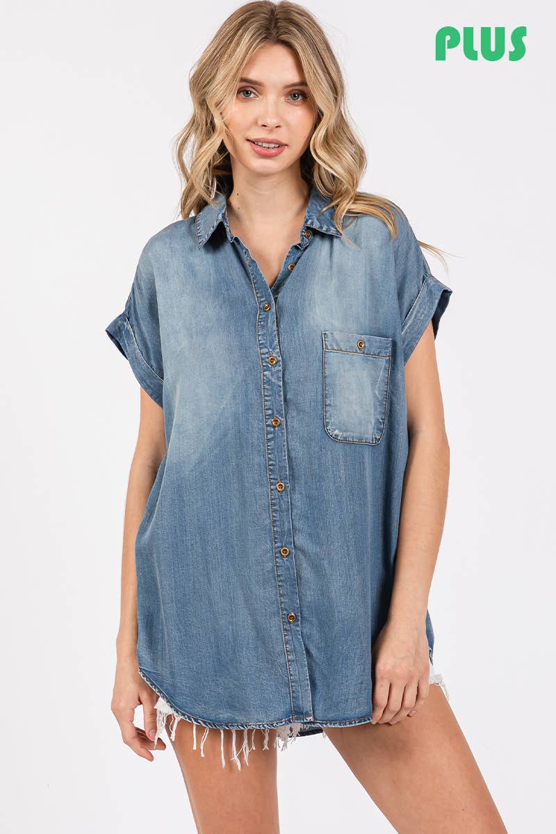 Washed Roll Up Soft Denim Shirt