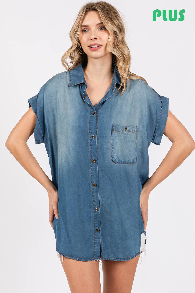 Washed Roll Up Soft Denim Shirt