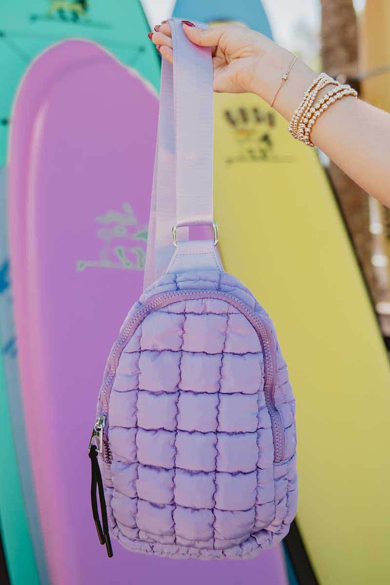 Katydid - Light Purple Quilted Sling Crossbody Bag