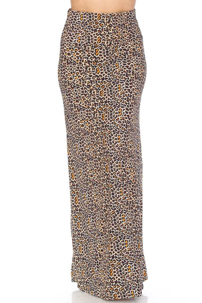 USA Fashion - Curvy One Size Buttery Smooth Leopard Maxi Skirt