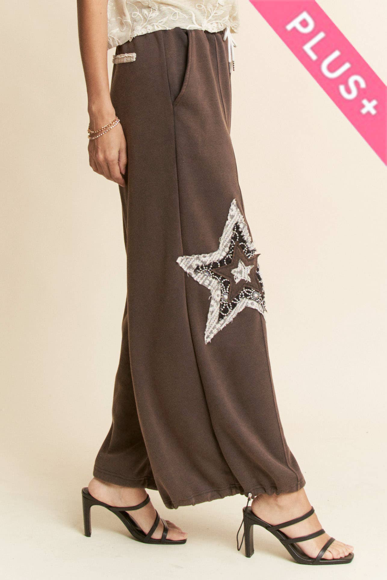 THE CURVY DENIM STAR PATCHWORK PANTS