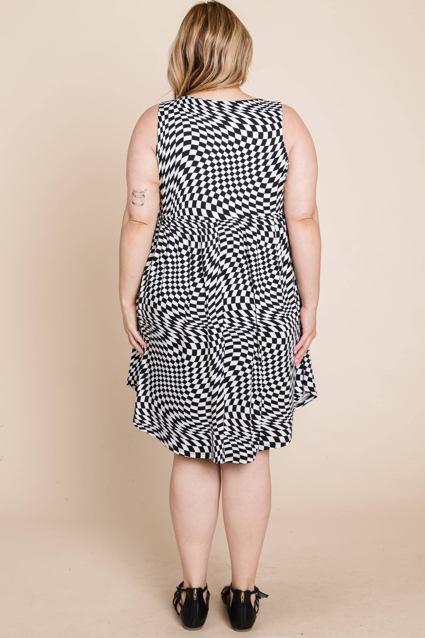 Curvy Checkered Babydoll Dress