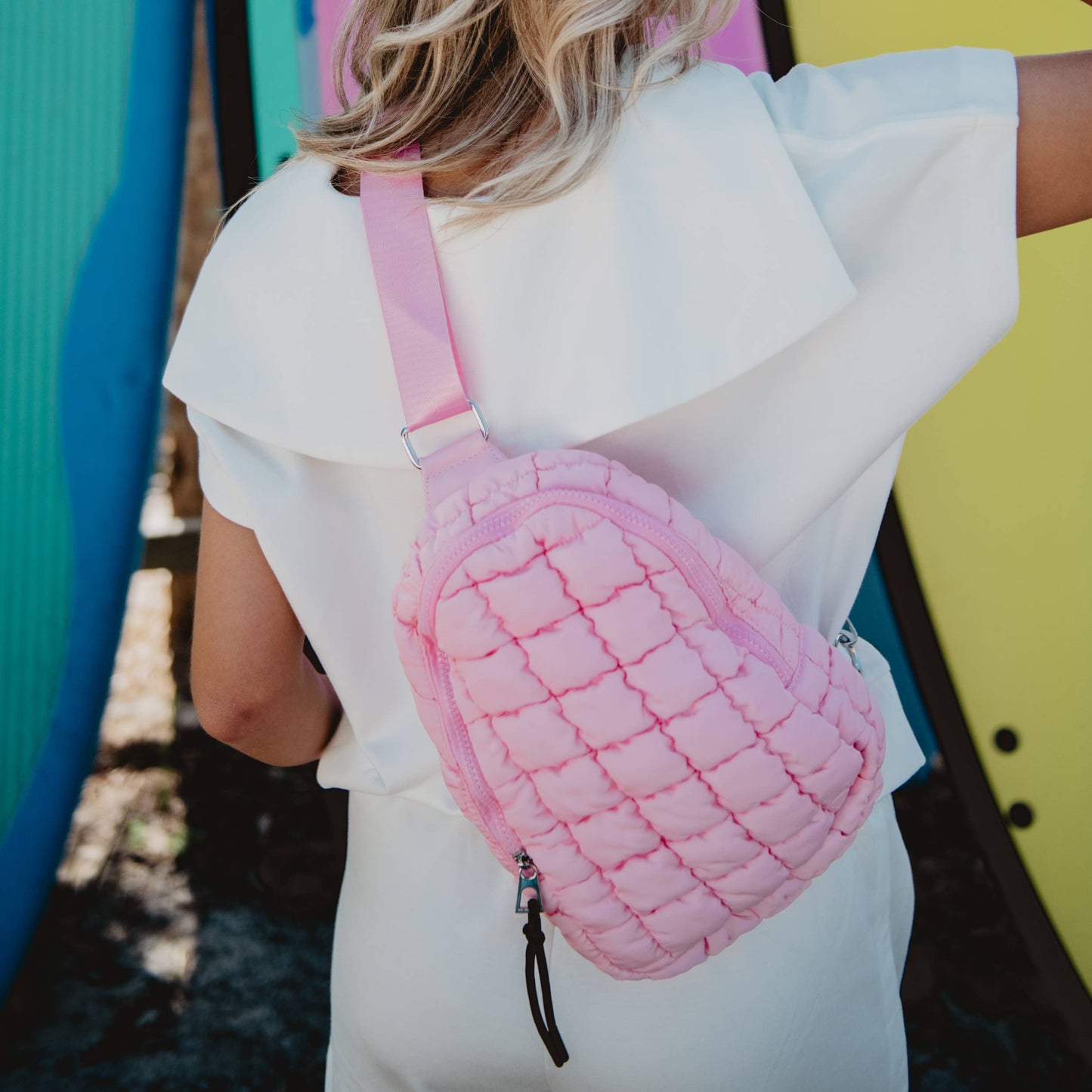 Katydid - Light Pink Quilted Sling Crossbody Bag