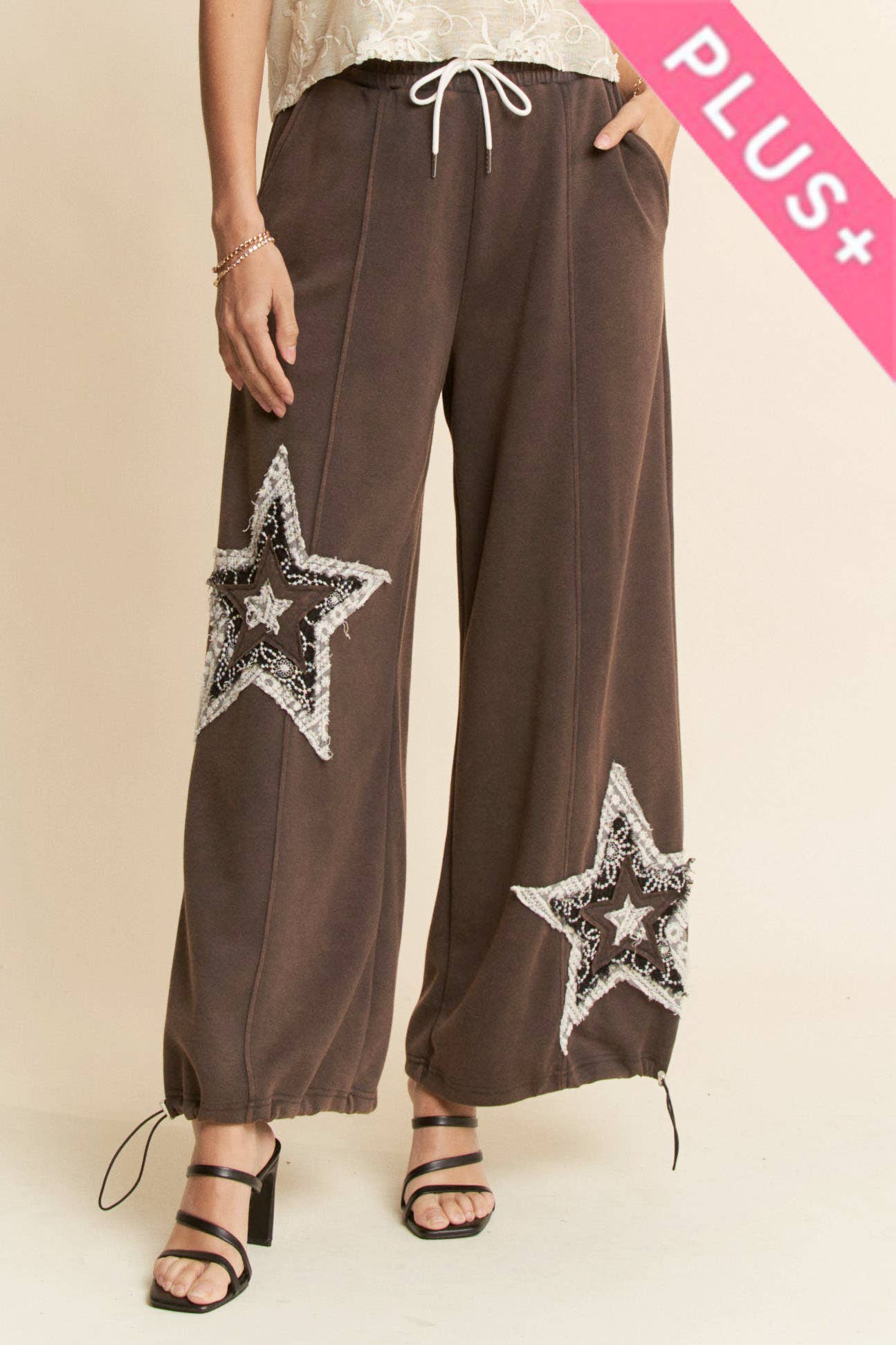 THE CURVY DENIM STAR PATCHWORK PANTS
