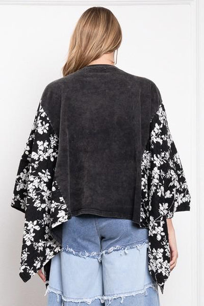 Elvis Print Kantha Poncho Top