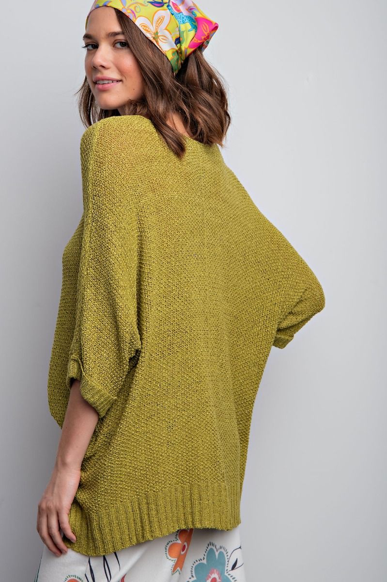 Green Tea-Dolman Sleeve It's A Breeze Knit Top