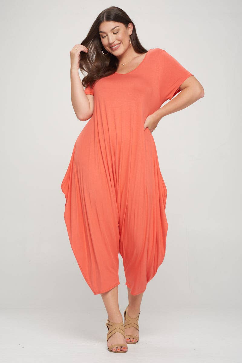 Allium - Short Sleeve Harem Jumpsuit Plus