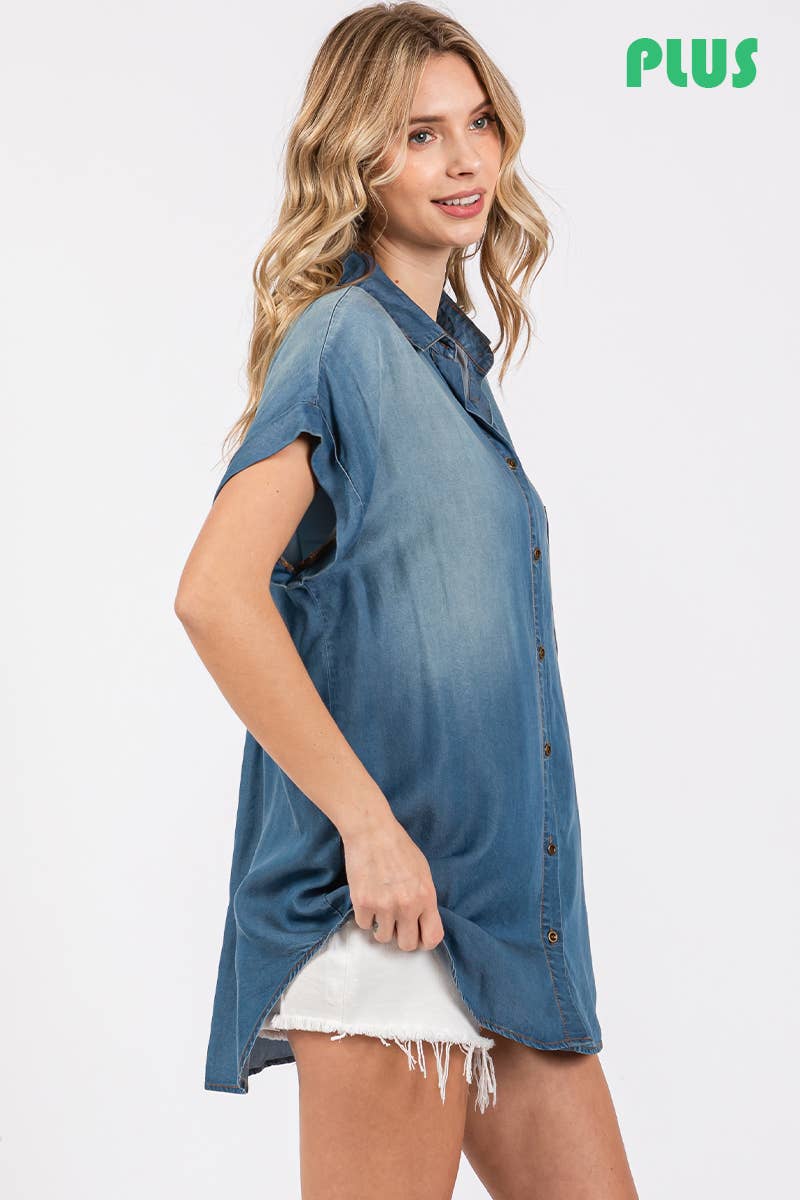 Washed Roll Up Soft Denim Shirt