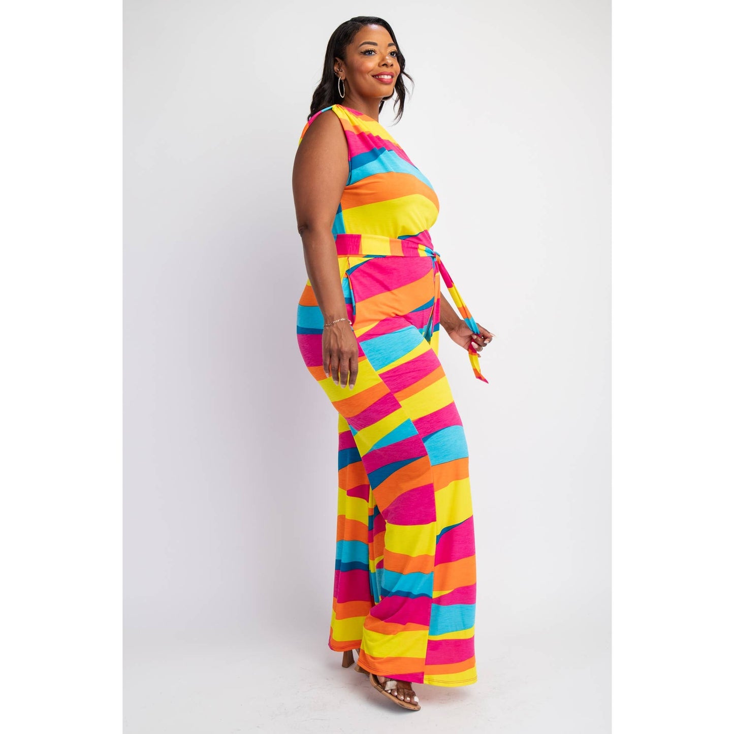 The Curve LA -Rainbow One Shoulder Jumpsuit