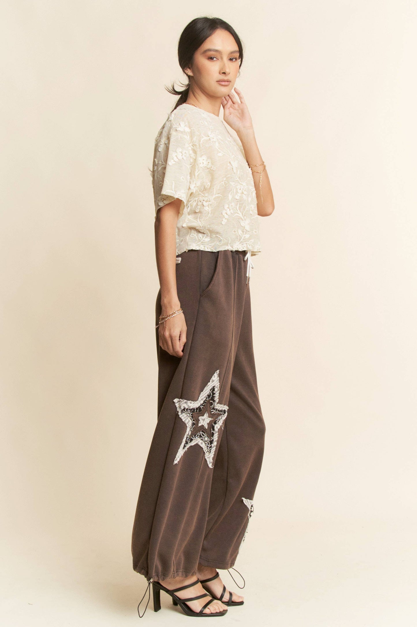 THE CURVY DENIM STAR PATCHWORK PANTS