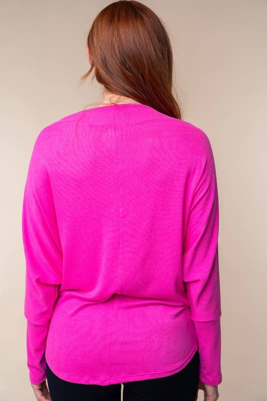Lushes' Pink Solid Knit Top