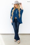 The Curvy Navy Crochet Oversized Relaxed Fit Poncho Top