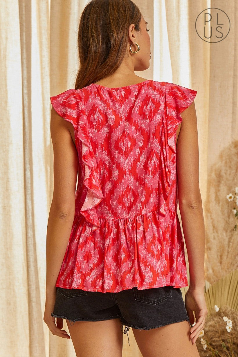 The Curvy Hot Pink Multi Peplum Top