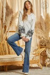The Curvy Ivory & Black Embroidered Top