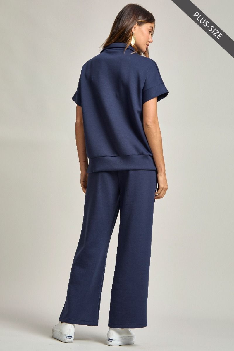 Navy Quarter Zip Dolman Sleeve+ Jogger Modal Set