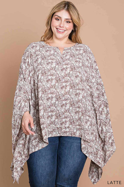 Latte Abstract Floral Printed Blouse