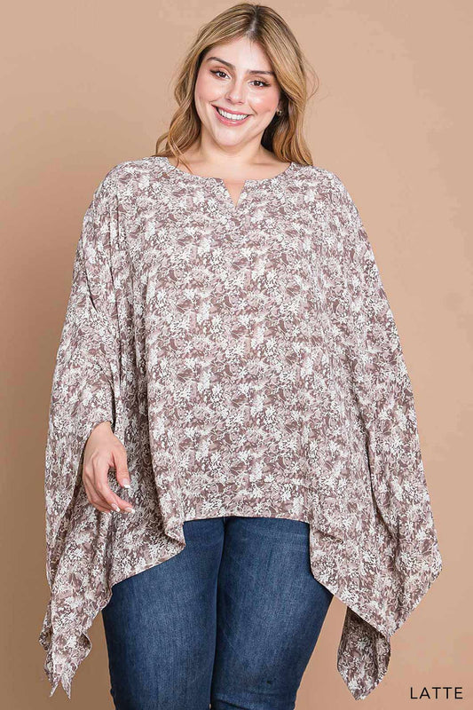 Latte Abstract Floral Printed Blouse