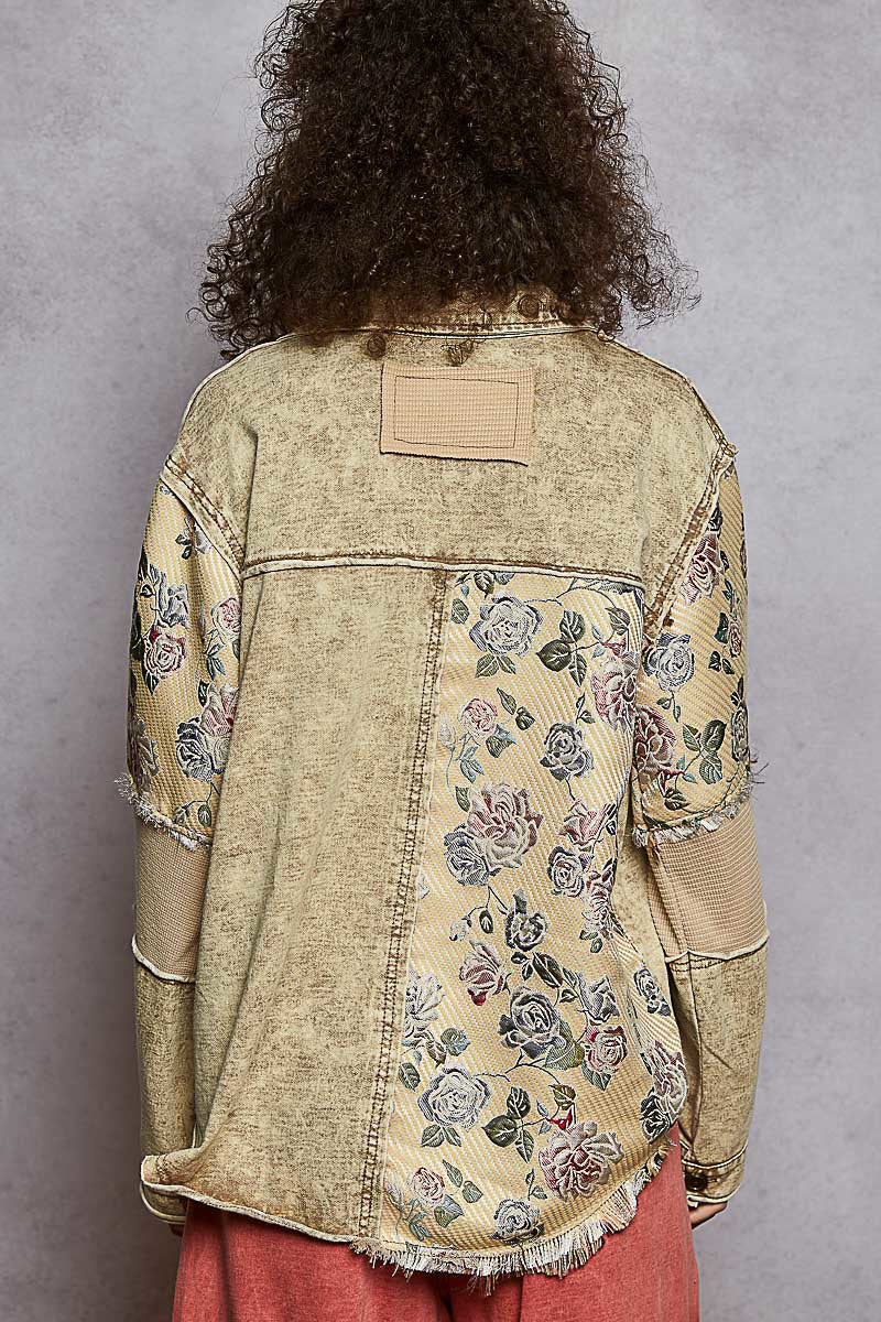 Dusty Choco French Terry Floral Print Jacket
