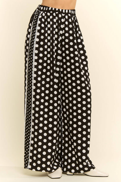 JADE BY JANE-CONTRAST POLKA- DOT SIDE PANEL PANTS