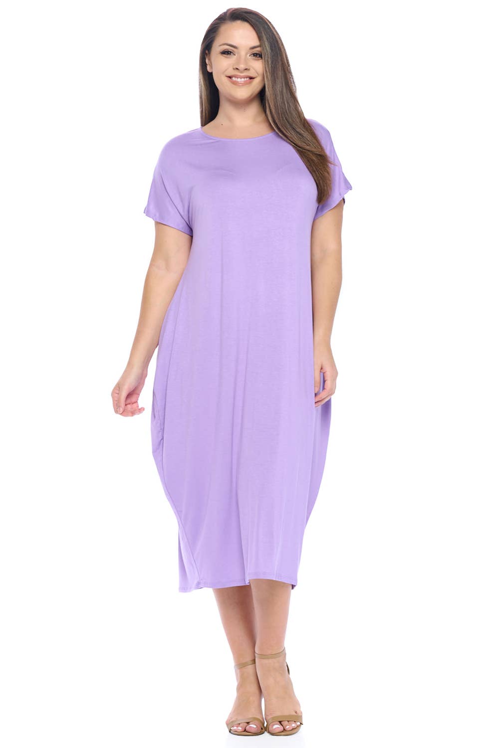 Allium - Curvy Lav Cocoon Maxi Dress with Dolman Sleeves